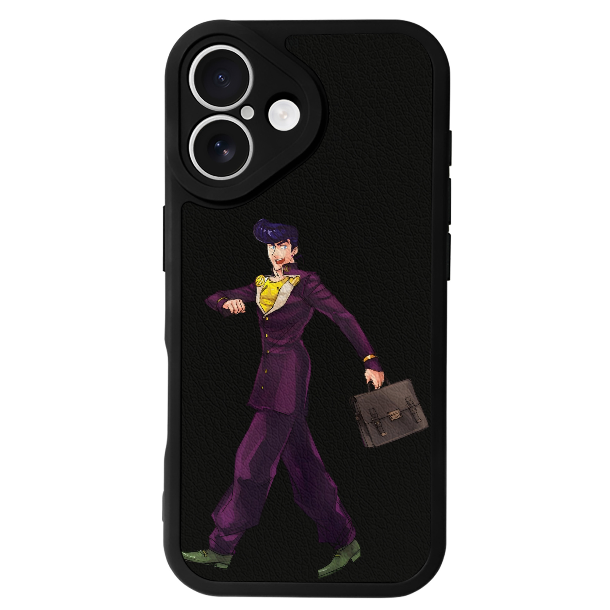 （画像用） ジョジョの奇妙な冒険 ひがしかた じょうすけ JoJo's Bizarre Adventure Higashikata Josuke 【iPhone 16シリーズ対応】シリコンスマホケース（レザー調） 材質：シリコン